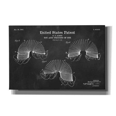 Image of 'Toy and Process of Use Blueprint Patent Chalkboard' Canvas Wall Art