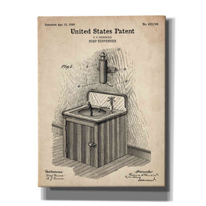 'Soap_Dispenser Blueprint Patent Parchment' Canvas Wall Art