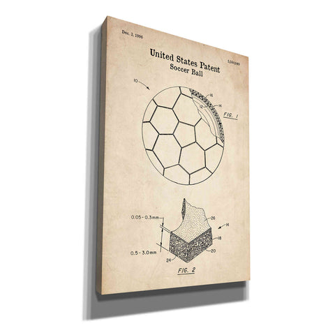 Image of 'Soccer Ball Blueprint Patent Parchment' Canvas Wall Art