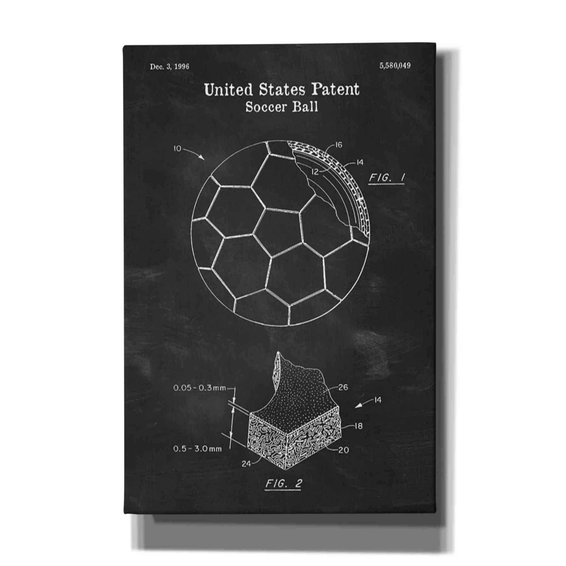 'Soccer Ball Blueprint Patent Chalkboard' Canvas Wall Art