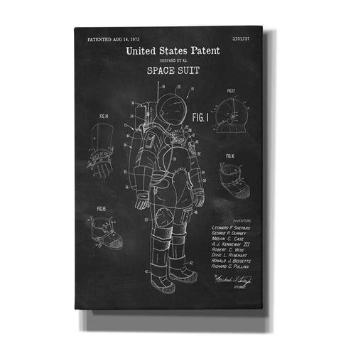 Image of 'Space Suit Blueprint Patent Chalkboard' Canvas Wall Art