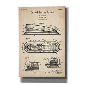'Stapler Blueprint Patent Parchment' Canvas Wall Art