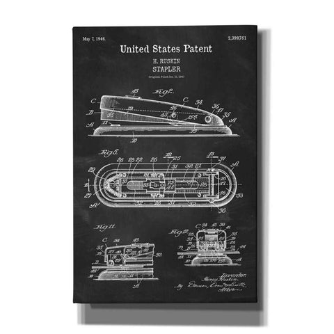 Image of 'Stapler Blueprint Patent Chalkboard' Canvas Wall Art