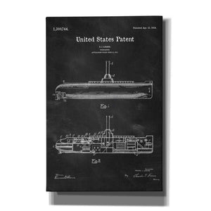 'Submarine Blueprint Patent Chalkboard' Canvas Wall Art