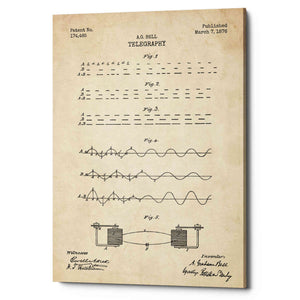 'Telegraphy Blueprint Patent Parchment' Canvas Wall Art