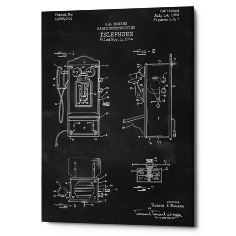 Image of 'Telephone, 1959 Blueprint Patent Chalkboard' Canvas Wall Art