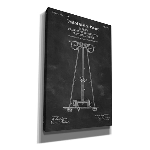 Image of 'Tesla Apparatus for Transmitting Electrical Energy Blueprint Patent Chalkboard' Canvas Wall Art