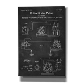 'Operating Tesla Motor Blueprint Patent Chalkboard' Canvas Wall Art