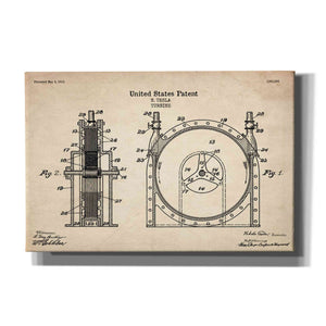 'Tesla Turbine Blueprint Patent Parchment' Canvas Wall Art