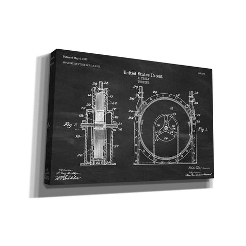 Image of 'Tesla Turbine Blueprint Patent Chalkboard' Canvas Wall Art