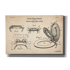 'Toilet Seat Cover Blueprint Patent Parchment' Canvas Wall Art