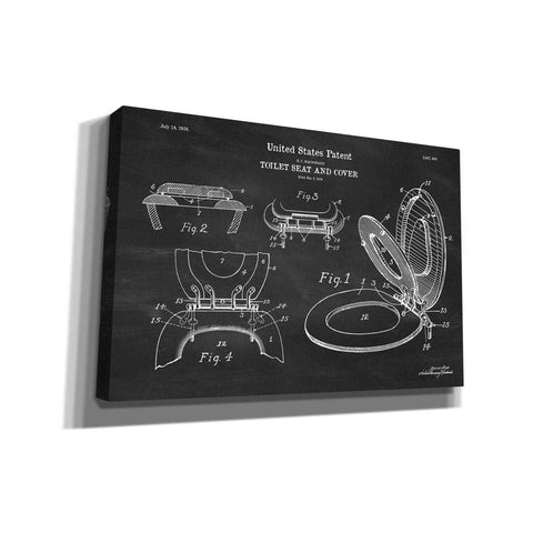 Image of 'Toilet Seat Cover Blueprint Patent Chalkboard' Canvas Wall Art