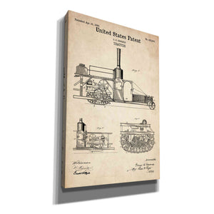 'Tractor Blueprint Patent Parchment' Canvas Wall Art