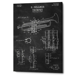 'Trumpet Blueprint Patent Chalkboard' Canvas Wall Art