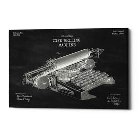 'Type Writing Machine Blueprint Patent Chalkboard' Canvas Wall Art