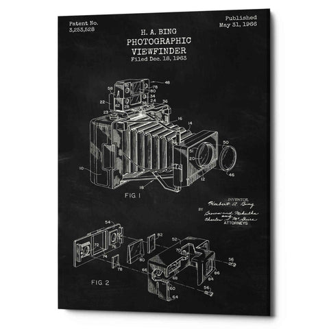 Image of 'Photographic Viewfinder Blueprint Patent Chalkboard' Canvas Wall Art