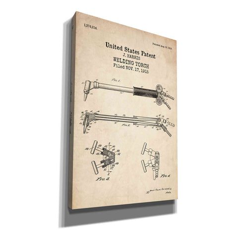 Image of 'Welding Torch Blueprint Patent Parchment' Canvas Wall Art
