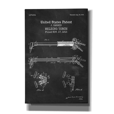 Image of 'Welding Torch Blueprint Patent Chalkboard' Canvas Wall Art