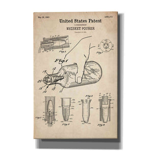 'Whiskey Pourer Blueprint Patent Parchment' Canvas Wall Art