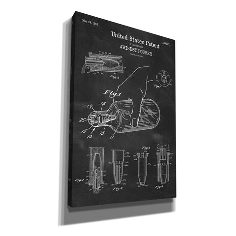 Image of 'Whiskey Pourer Blueprint Patent Chalkboard' Canvas Wall Art