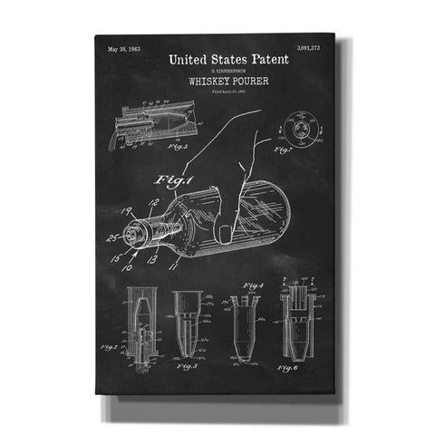 Image of 'Whiskey Pourer Blueprint Patent Chalkboard' Canvas Wall Art