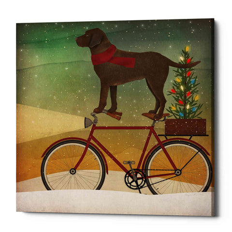 Image of 'Brown Lab on Bike Christmas' by Ryan Fowler, Canvas Wall Art
