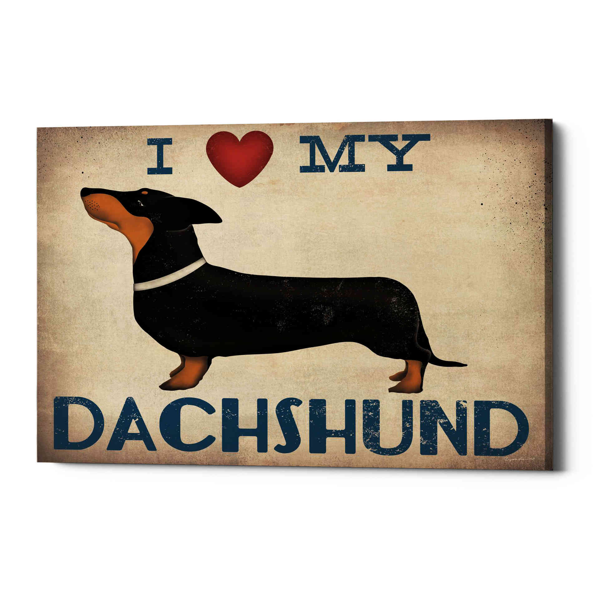 'Dachshund Longboards - Love v2' by Ryan Fowler, Canvas Wall Art