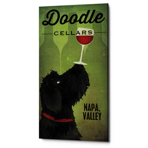 'Doodle Wine II Black Dog' by Ryan Fowler, Canvas Wall Art