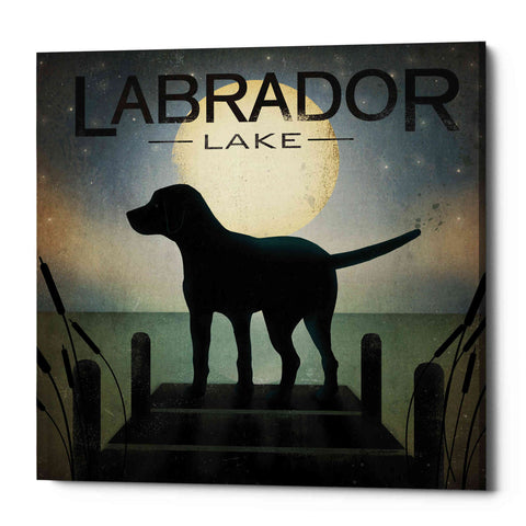 Image of 'Moonrise Black Dog - Labrador Lake' by Ryan Fowler, Canvas Wall Art