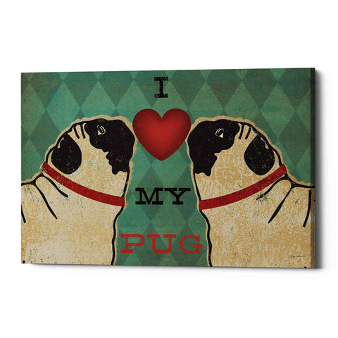 Image of 'Pug and Pug - I Love My Pug' by Ryan Fowler, Canvas Wall Art