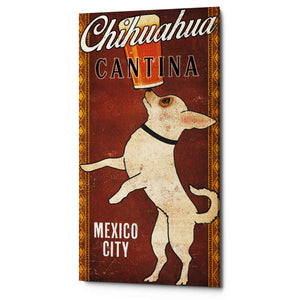 'White Chihuahua on Red' by Ryan Fowler, Canvas Wall Art