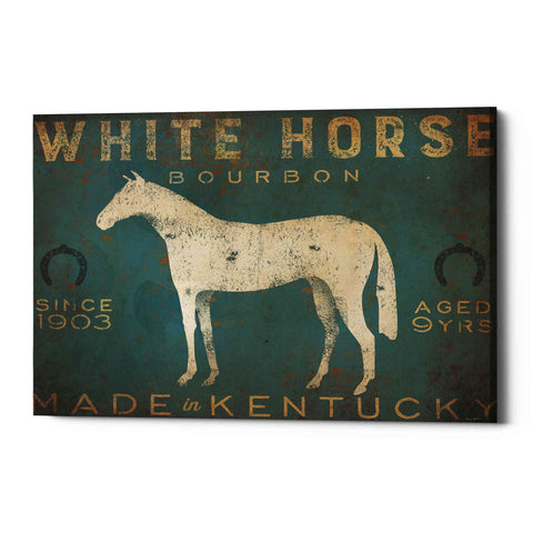 Image of 'White Horse with Words Blue' by Ryan Fowler, Canvas Wall Art