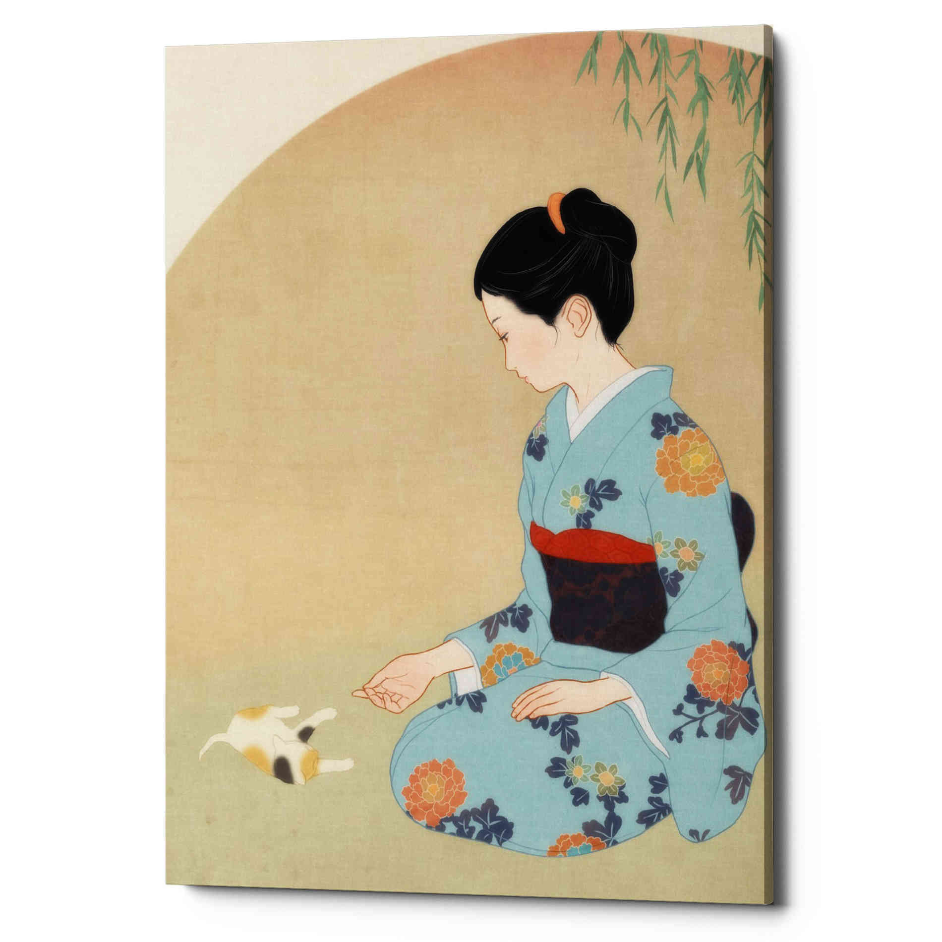 'Cat And Woman' by Sai Tamiya, Canvas Wall Art