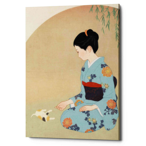 Image of 'Cat And Woman' by Sai Tamiya, Canvas Wall Art
