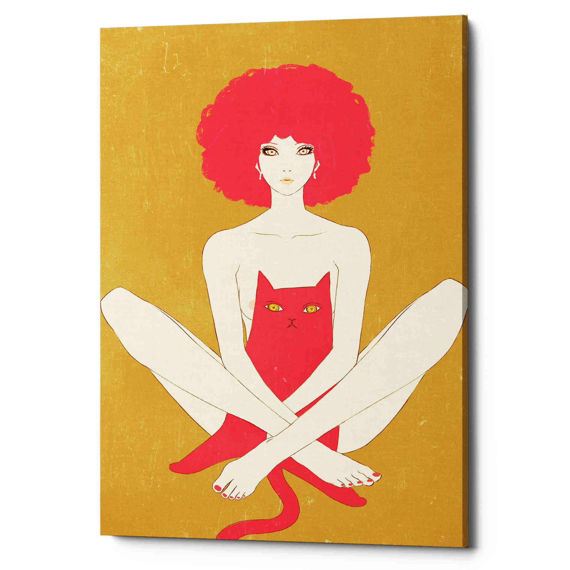 'Pinkcat' by Sai Tamiya, Canvas Wall Art