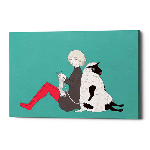 Image of 'Sheep and Girl' by Sai Tamiya, Canvas Wall Art