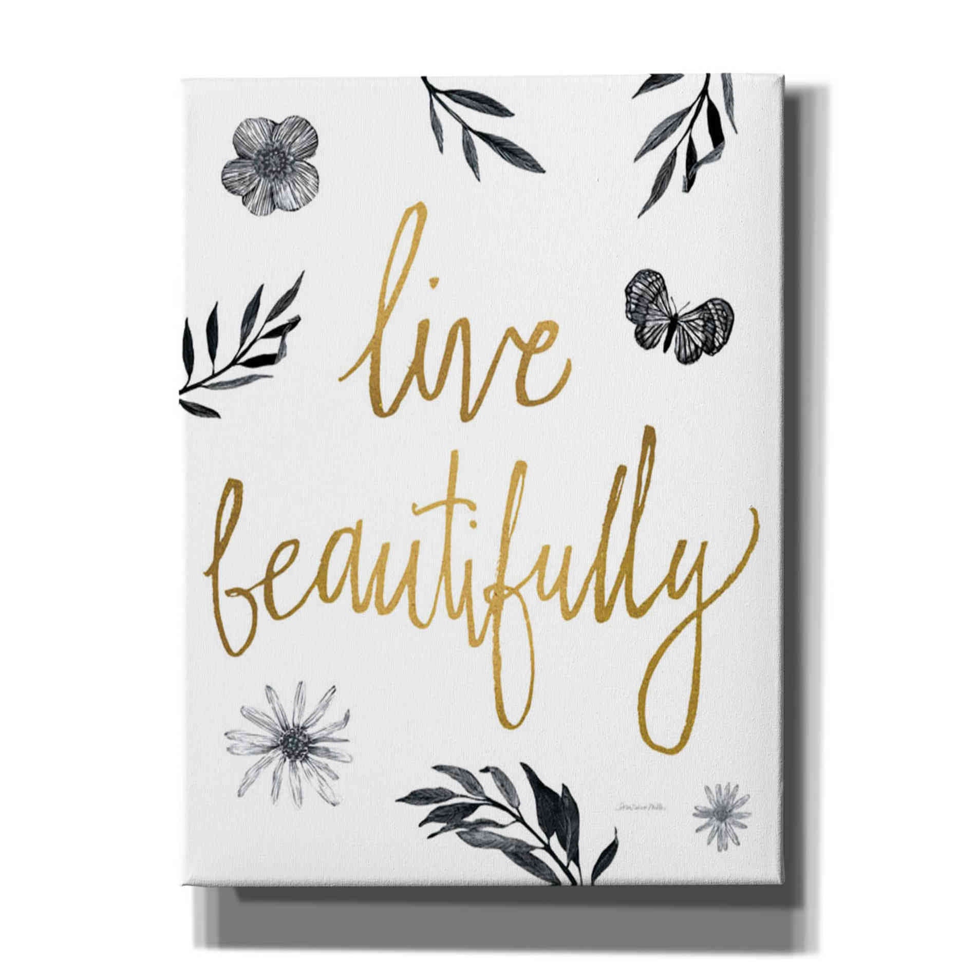 'Live Beautifully BW' by Sara Zieve Miller, Canvas Wall Art