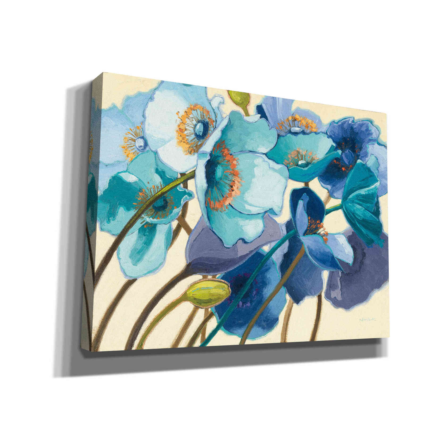 'Le Pavots Bleu' by Shirley Novak, Canvas Wall Art