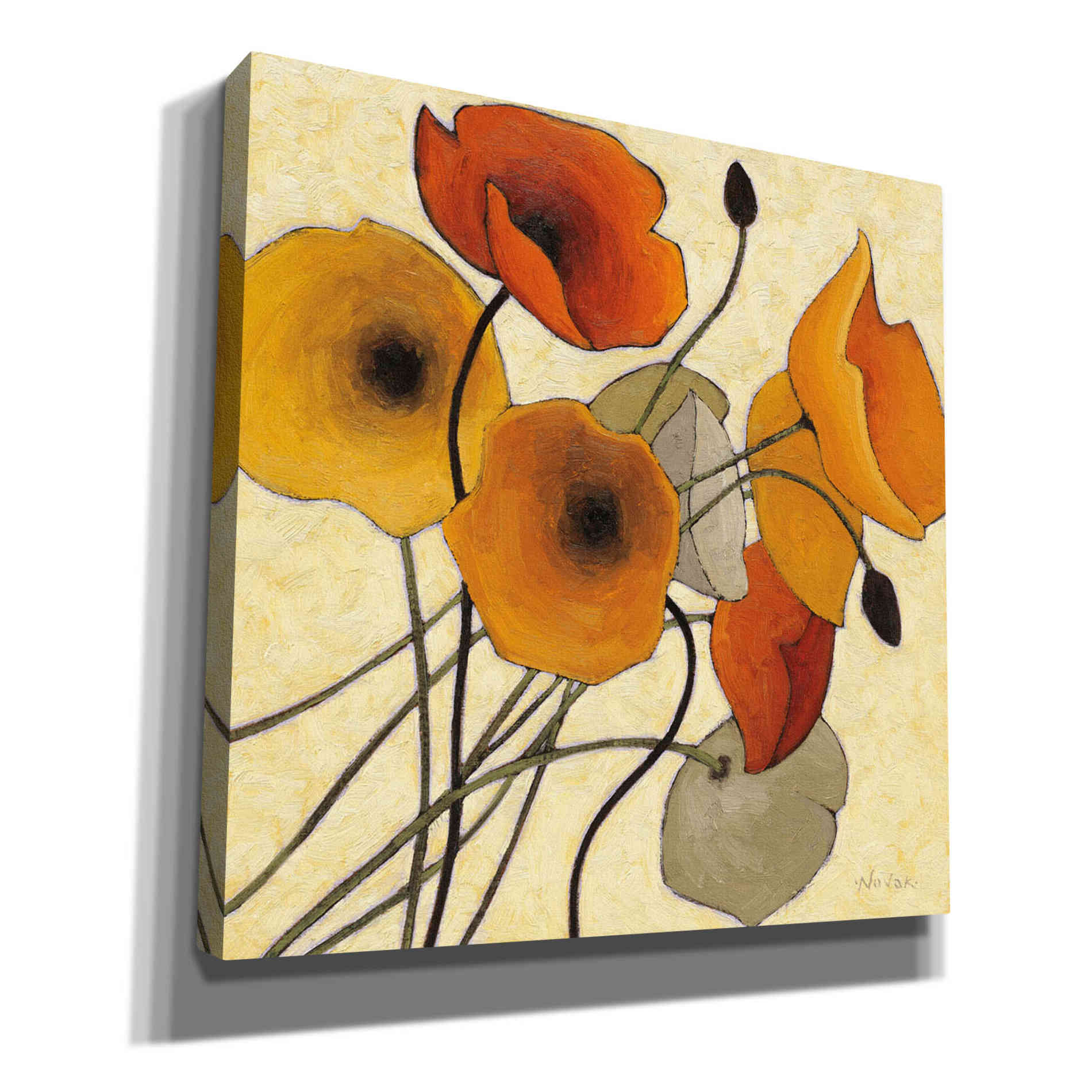 'Pumpkin Poppies II' by Shirley Novak, Canvas Wall Art