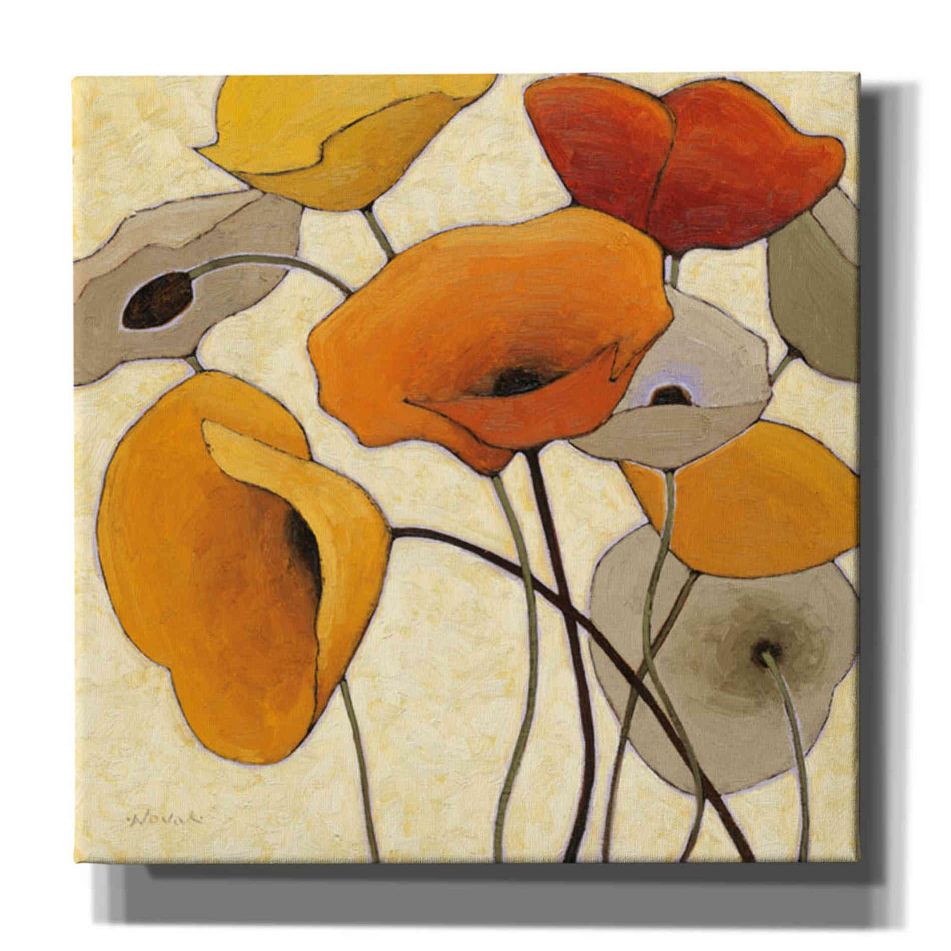 'Pumpkin Poppies III' by Shirley Novak, Canvas Wall Art