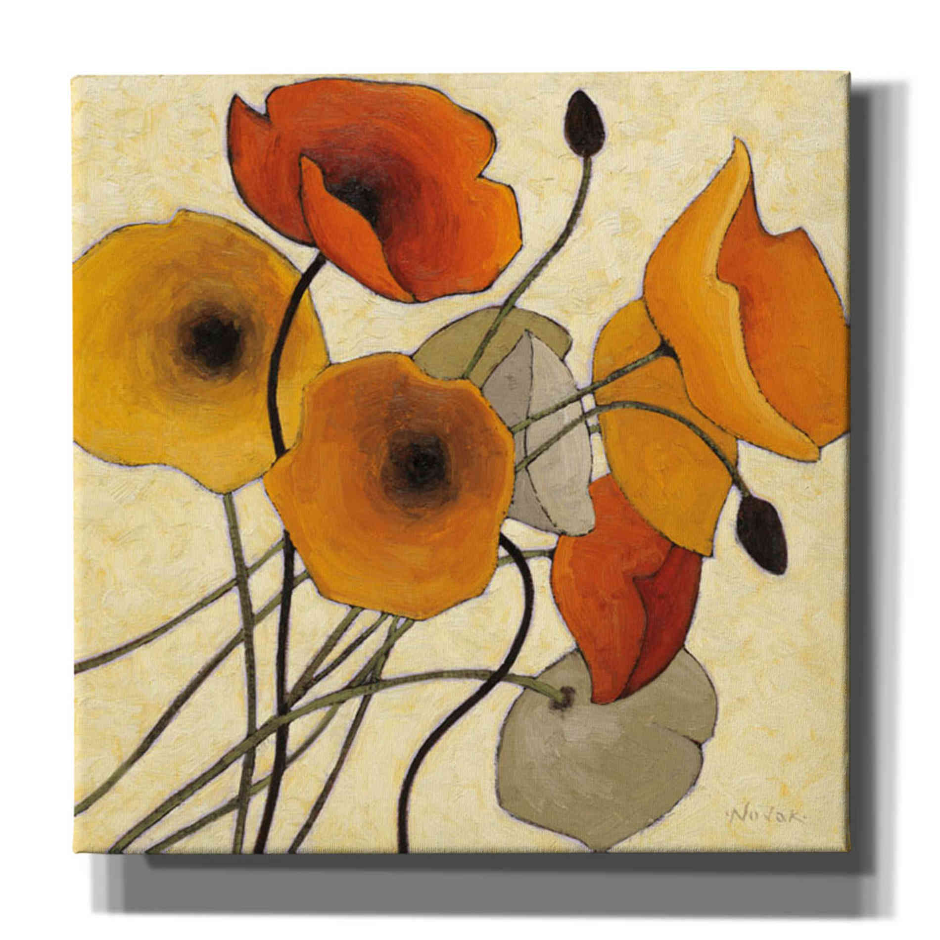 'Pumpkin Poppies II' by Shirley Novak, Canvas Wall Art