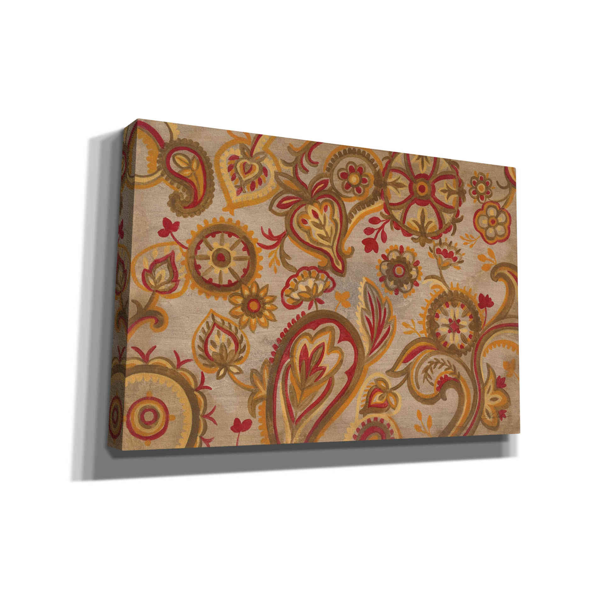 'Linen Paisley' by Silvia Vassileva, Canvas Wall Art,Size 1 Square