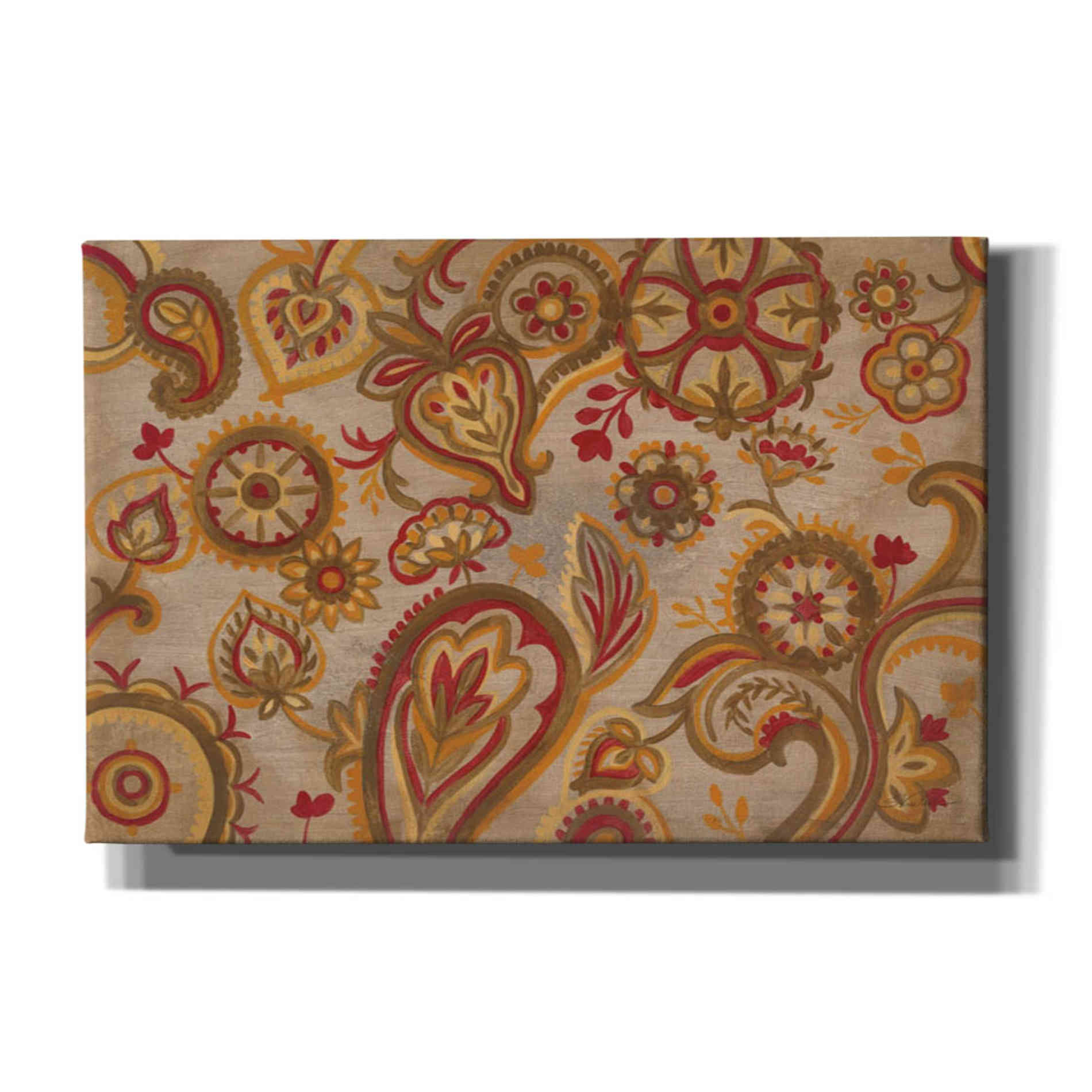 'Linen Paisley' by Silvia Vassileva, Canvas Wall Art,Size 1 Square