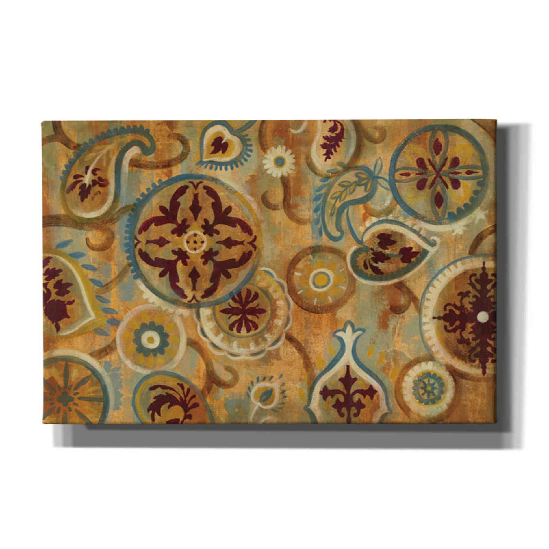 'Burnt Paisley and Mandalas' by Silvia Vassileva, Canvas Wall Art,Size 1 Square