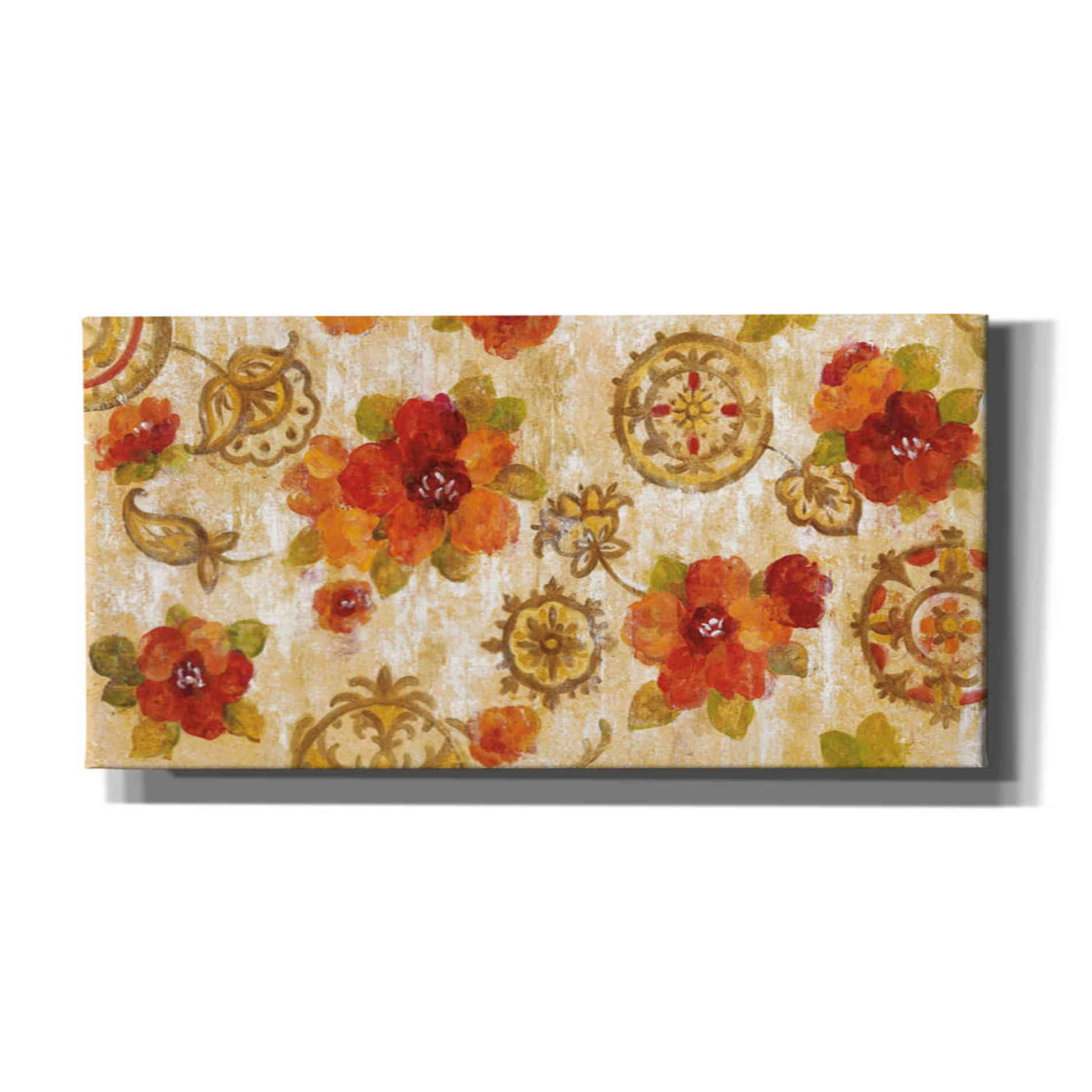 'Hibiscus and Mandala' by Silvia Vassileva, Canvas Wall Art,Size 1 Square