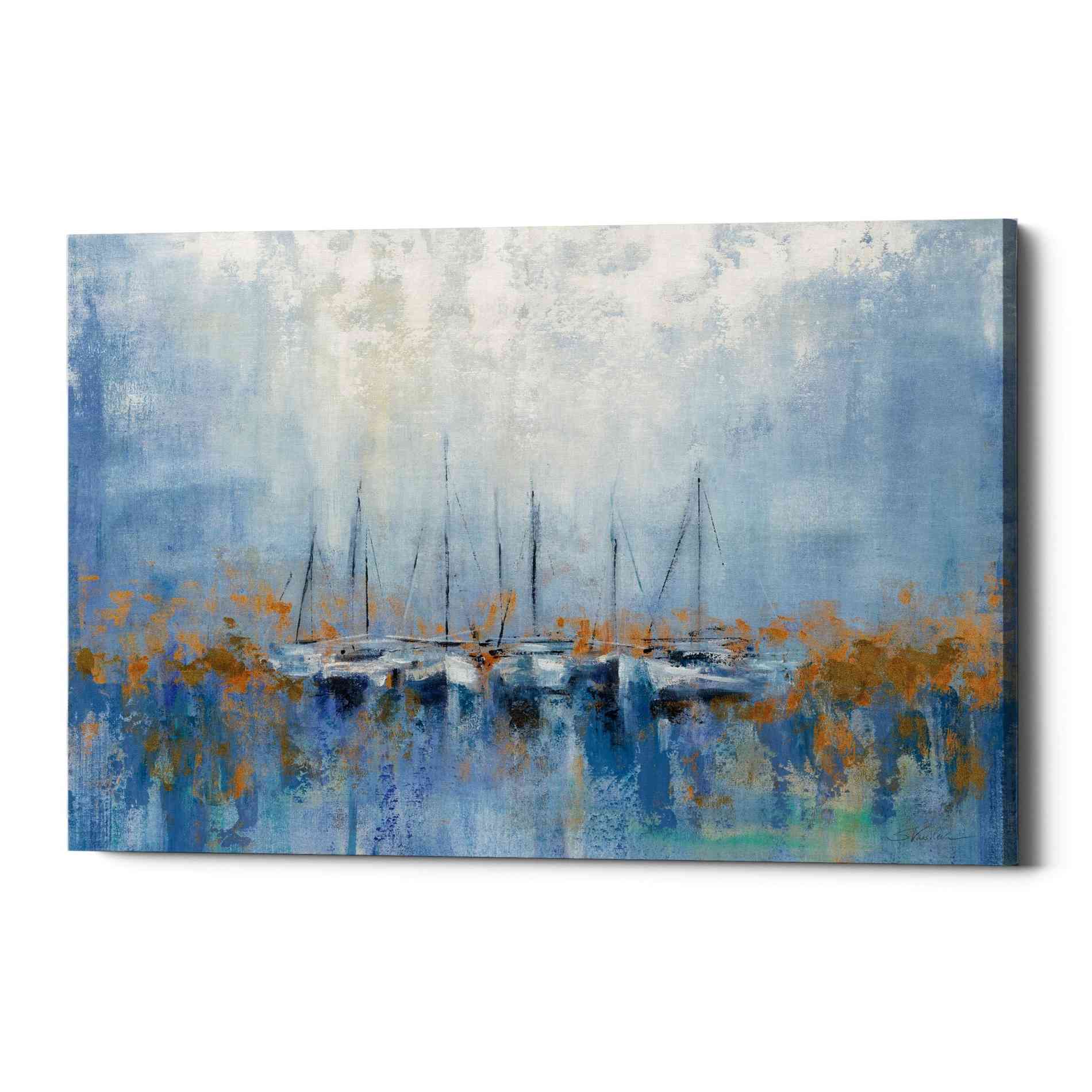 'Boats in the Harbor' by Silvia Vassileva, Canvas Wall Art,Size A Landscape