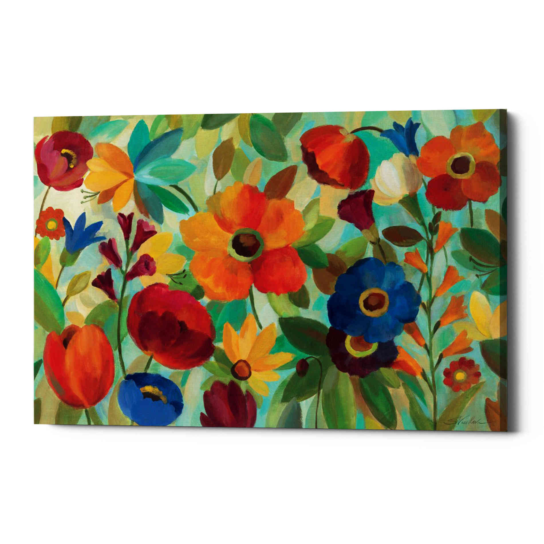 'Summer Floral V' by Silvia Vassileva, Canvas Wall Art,Size A Landscape