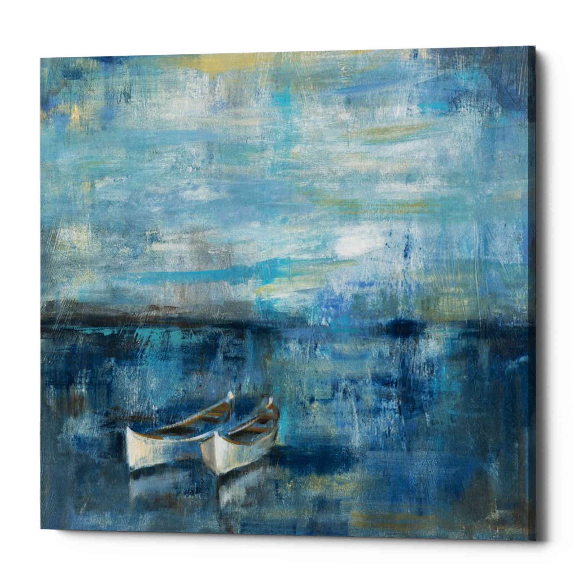 'Two Boats' by Silvia Vassileva, Canvas Wall Art,Size 1 Square