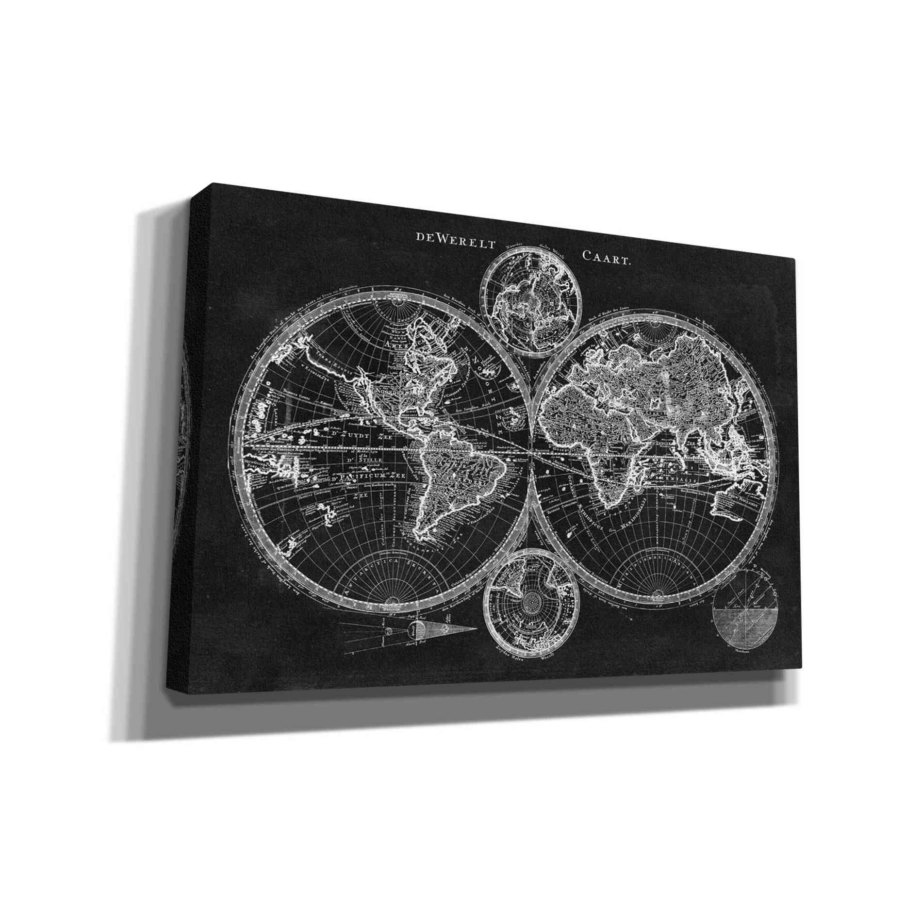 'Charcoal World Map' by Studio W Canvas Wall Art