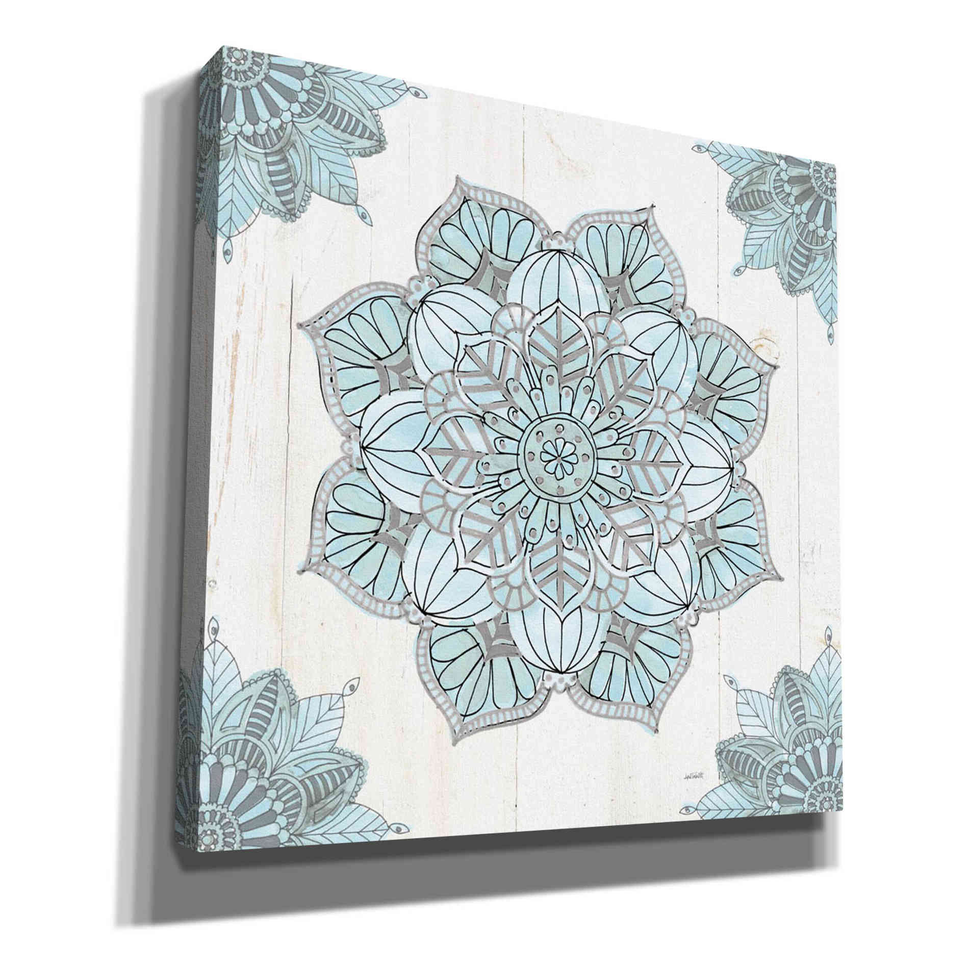 'Mandala Morning V Blue and Gray' by Anne Tavoletti, Canvas Wall Art